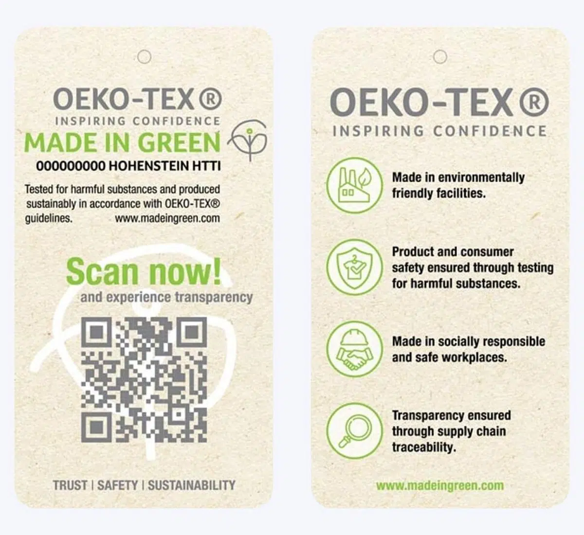 OEKO-TEX Inspiring Confidence Made in Green Label