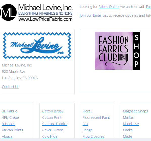 Michael Levine fabric store