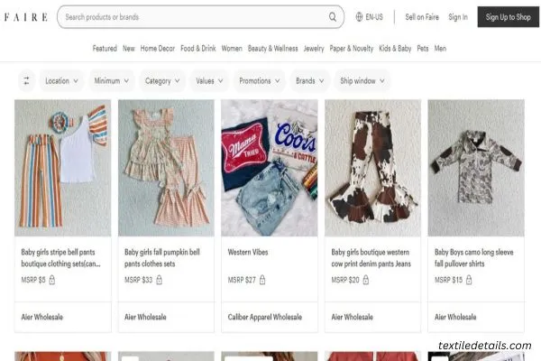 Faire Wholesale Website Figure: Faire Wholesale Website